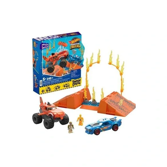 Mega Hot Wheels Smash & Crash Monster Trucks Tiger Shark Chomp Course-New
